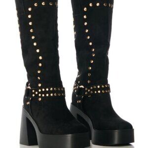 AZALEA WANG " MODERN COWGIRL " BLACK FAUX SUEDE BOOT(BRAND NEW !!!!!!!!!!!!!